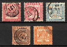 1862-66 Baden, Germany (Mi. 18 - 20, 22, Canceled, CV $4,000)
