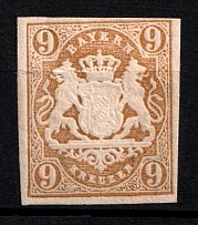 1867 9k Bavaria, German States, Germany (Mi. 17, Sc. 20, CV $80)