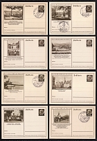 1938 Hindenburg, Third Reich, Germany, 8 Postal Cards