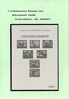 1978 'Olympic Games', Third Reich, German Propaganda, 7 unknown Essays, Commemorative Sheet (Reprint)