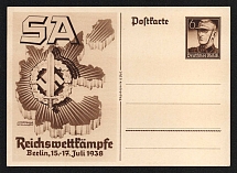 1938 'SA Reich Competition 1938', Propaganda Postcard, Third Reich Nazi Germany