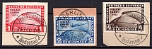 1931 Airmail, Zeppelins Sudamerika Fahrt, Weimar Republic, Germany (Mi. 456 - 458, Full Set on pieces, Canceled, CV $1,700)