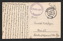 1939 (7 Dec) Germany, Field Post postcard from Rendsburg to Vienna with violet rare field mail handstamp