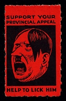 'Help to Lick Hitler!', Canada, Anti-German Propaganda, Label (MNH)
