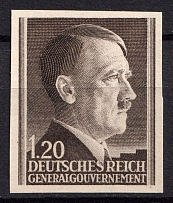 1942 1.20zl General Government, Germany (Mi. 87 U, IMPERFORATED, CV $340, MNH)