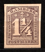1864 1.25s Hamburg, German States, Germany (Mi. 8 e, Sc. 9, CV $260)