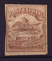 10c Pony Express, Wells Fargo & Co., United States Locals & Carriers (Sc. #131L1, Genuine)