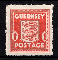 1943 1d Guernsey, German Occupation, Germany (Mi. 2 cv, Cinnabar Color, Thin Paper, Signed, CV $30, MNH)