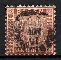 1862 9kr Baden, German States, Germany (Mi. 15 b, Canceled, CV $420)