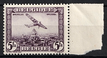 1930 5fr Belgium, Air Post Stamp (Sc. C5, CV $70, MNH)