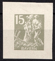 1919 15pf Bavaria, Germany (Olive Grey Proof)