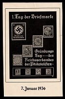 1936 '1st Stamp Day 1936', Propaganda Postcard, Third Reich Nazi Germany