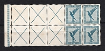 1926-27 20pf Weimar Republic, Germany Airmail (Coupon, Block, Mi. 49B, CV $390)