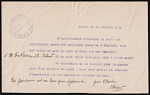 1916 (10 Jul) Geneva, Switzerland, for Prisoners of War, Telegram