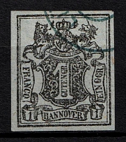 1850 1g Hannover, German States, Germany (Mi. 1, Sc. 1, Canceled, CV $90)