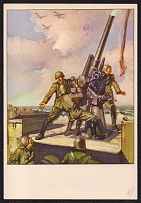 'Anti-Aircraft Artillery', Rome, Italy, Propaganda Postcard, Mint