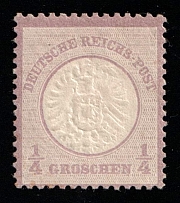 1872 1/4gr German Empire, Large Breast Plate, Germany (Mi. 16, Signed, CV $140)