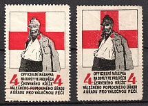 1915 Red Cross War Welfare Office and War Aid Office, Czechoslovakia, Charity Stamps, World War I
