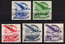 1934 The 10th Anniversary of Soviet Civil Aviation , Soviet Union, USSR, Russia (Watermark, Full Set, Canceled)