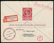 1944 (May) Third Reich, Germany, German Service Post, Registered, Cover from St. Ulrich to Strasbourg