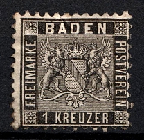 1862 1k Baden, German States, Germany (Mi. 13 a, Sc. 15, CV $100)