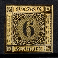 1854 6k Baden, German States, Germany (Mi. 7, Sc. 9, Signed, CV $900)