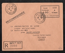 1945 (15 Feb) St. Nazaire, France, German Occupation of France, Recommended Registered Cover, Centralization of Books (Philatelic Section) from La Baule to Loire-Inferieure