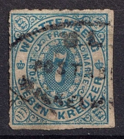 1869 7k Wurttemberg, Germany (Mi. 39, Readable Postmark)