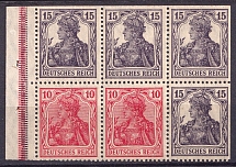 1919 Weimar Republic, Germany, Block, Zusammendrucke (Mi. H-Bl. 21 aa B, CV $310, MNH)