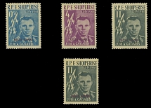 Worldwide Air Post Stamps and Postal History - Albania - 1962, Yuri Gagarin's Space Flight, maroon overprint ''Posta Ajore'' (Air Post) on 50q-11L, complete set of three and the high value with double overprint, full OG, NH, VF, …