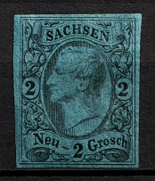 1855-63 2n Saxony, German States, Germany (Mi. 10, Sc. 11, CV $30)
