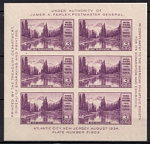 1934 3c American Philatelic Society Issue, United States, USA, Souvenir Sheet (Scott 750, CV $30, MNH)