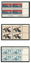 1966-84 Wildlife Conservation Issue, United States, USA, Corner Blocks of Four (Scott 1306, 1362, 2092, Full Sets, Plate Numbers, MNH)