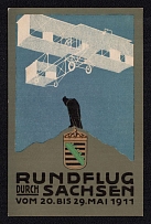 1911 'Round Flight Through Saxony ', German Propaganda, Official Postcard, Mint