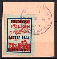 1942 (27 Nov) Poland, Military, Polish Field Post Office, Feldpost, Letter Seal (Canceled)