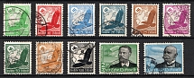 1934 Third Reich, Germany, Airmail (Mi. 529 x - 539 x, Full Set, Canceled, CV $120)