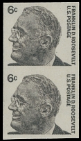 United States - Modern Errors and Varieties - 1967, Franklin D. Roosevelt, 6c gray brown, vertical imperforate pair of coil stamps, full OG, NH, VF and scarce, C.v. $1,250, Scott #1298a…