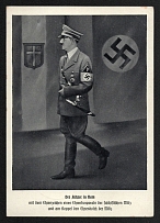 1939 'The Fuehrer in Rome', Propaganda Postcard, Third Reich Nazi Germany