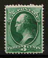 1873 3c Washington, United States, USA (Scott 158, Green, CV $40)