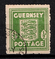 1943 0.5d Guernsey, German Occupation, Germany (Mi. 1 c, Mignotte Green Color, Canceled, Signed, CV $80)