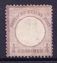 1872 1/4gr German Empire, Small Breast Plate, Germany (Mi. 1, CV $420)