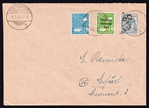 1948 (9 Jul) District 20 Halle Main Post Office, Sangerhausen Emergency Issue, Soviet Russian Zone of Occupation, Germany Cover to Erfurt