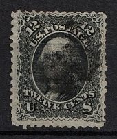 1867 12c Washington, United States, USA (Scott 90, Black, Certificate, Canceled, CV $380)