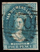 1855 4p Tasmania, Australia (SG 17, Canceled, CV $190)