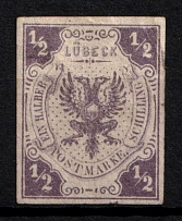 1872 1/2s Lubeck, German States, Germany (Mi.1 ND, Sc. 1, Reprint, Signed, CV $390)