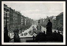 1944 Bohemia and Moravia German Protectorate This unniailed post card depicting the Wenzelplatz in Prag was franked with Mi 93