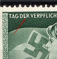 1943 Third Reich, Germany (Mi. 843 IV, `E` in `Der` Thickened, Print Error, Control Number `2,50`, Pair, Full Set, CV $120, MNH)