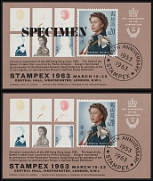 1963 London, Great Britain, Cinderella, Non-Postal Stamps, Souvenir Sheets (Specimen, MNH)