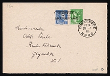1940 (20 Jul) Dunkirk, German Occupation of France, Germany, Part of Cover from Dunkirk to Ghyvelde (Mi. 376, 392, Signed, Rare, CV $1,300+)