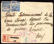 1917 (25 Oct) World War I Military Censored Registered Cover from Drautz (Hungary) to International Committee of the Red Cross Prisoners of War Agency in Geneva (Switzerland)